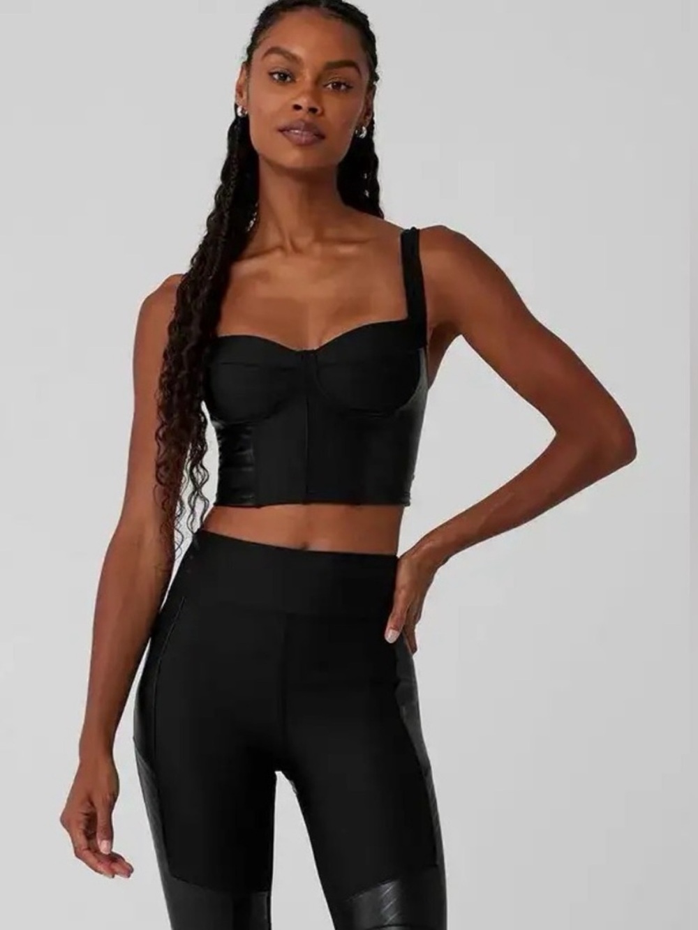 Alo Yoga Longline Winter Warm Cropped SuperMoto Tank Top in Black M NWOT